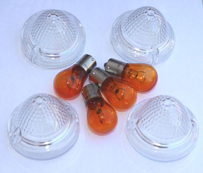 Clear Turn Signal Lens Kit with Bulbs for the Triumph Bonneville, T100, Black, SE, Thruxton and Scrambler