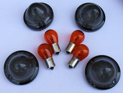 Smoke Turn Signal Lens Kit with Bulbs for the Triumph Bonneville, T100, Black, SE, Thruxton and Scrambler