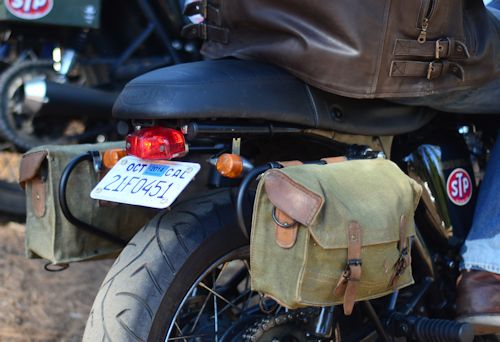 Vintage French Military Messenger Bags with Mounting Brackets and Hardware for the Triumph Bonneville, SE, T100, Thruxton and Scrambler