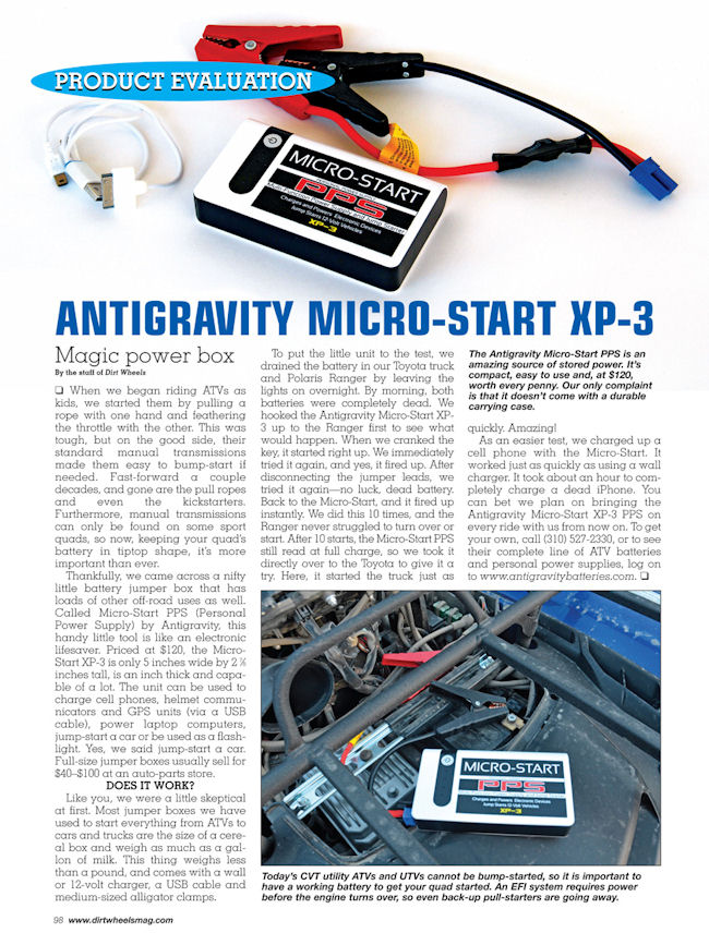 MICRO-START XP-3. Micro Jump Starter and Personal Power Supply  for the Triumph America and Speedmaster