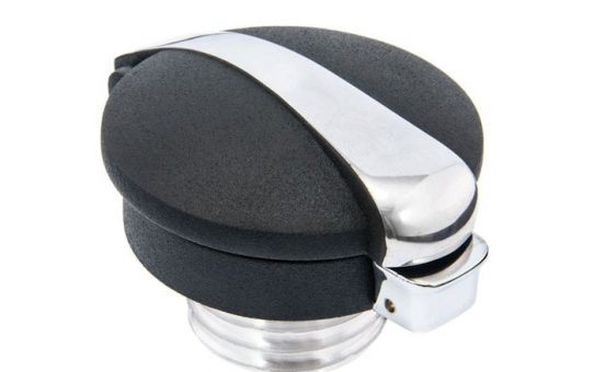 Monza Gas Cap Kit BLACK / POLISHED CONTRAST for the Triumph Bonneville, Scrambler, Thruxton, Speedmaster, Thunderbird and Legend, T120, T100, Street Twin, Street Scrambler, Street Cup and Bobber