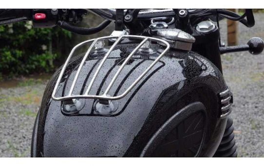 Motone Aero Parcel Rack - Stainless Steel - Universal Tank Rack - POLISHED - Triumph Bonneville, T100, Blacl, SE, Scrambler, Thruxton, T120, Street Twin, Street Cup, America, Speedmaster