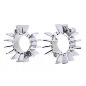 Motone Finned Exhaust Clamps – LC – Hand Polished Stainless Steel Triumph Bonneville T100, T120, Speed Twin 900, Street Twin, Street Cup, Street Scrambler, Scrambler 900, Speedmaster, Bobber, Scrambler 1200