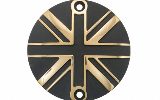 Motone Points ACG Cover/Badge - Union Jack - 2 Tone Brass & Black Triumph Bonneville, T100, T120, Street Twin, Street Cup, Street Scrambler, Scrambler 1200, Bobber, Thruxton, Speedmaster, Speed Twin