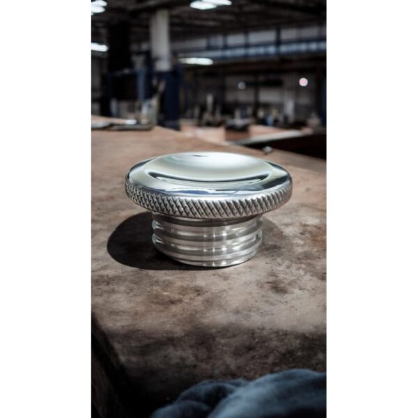 Motone JETSON Dished Low Profile Fuel Gas Cap - Billet Aluminum - Polished - For The Triumph Bonneville, T100, T120, Scrambler, Thruxton, Speedmaster, Bobber, Street Twin, Speed Twin, etc