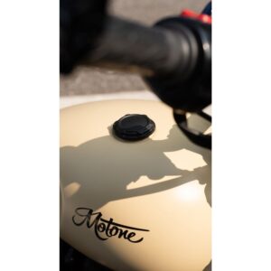 Motone TELSTAR Low Profile Fuel Gas Cap - Billet Aluminum - Black - Triumph Bonneville, Thruxton, Scrambler, America and Speedmaster, Bobber, Street Twin, Street Scrambler, Street Cup, T120, etc