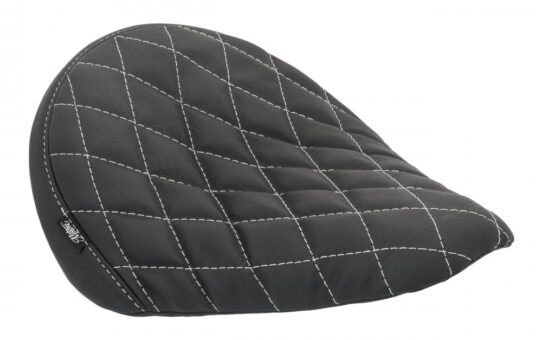 Motone Khan Cobra Seat - Full Diamond with White Stitching - Triumph Bobber