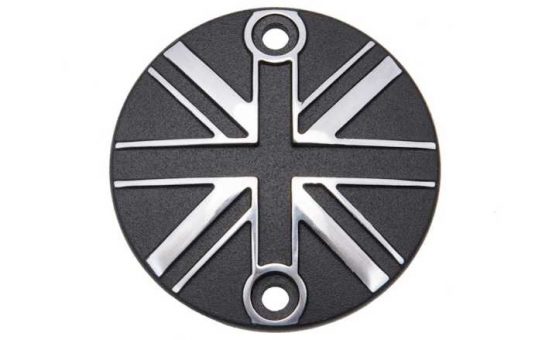 Motone Points ACG Cover - Union Jack - Black/Polish Contrast Finish Triumph Bonneville, T100, T120, Street Twin, Street Cup, Street Scrambler, Speed Twin, Thruxton, Bobber, Speedmaster