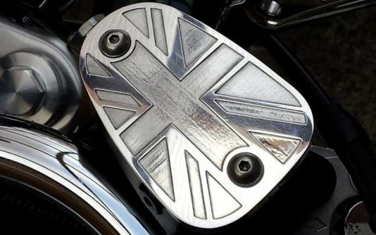 Motone Reservoir Cover Union Jack POLISHED Triumph Bonneville, T100, T120, America, Speedmaster, Thruxton