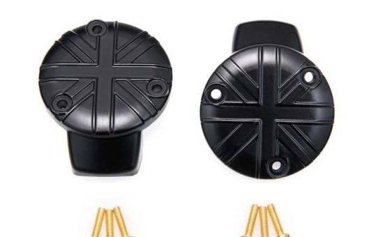 Motone TPS Carb/Throttle Body Cover - Pair - Union Jack - BLACK - Triumph T120, Thruxton R, Thruxton S, Bobber, Speedmaster